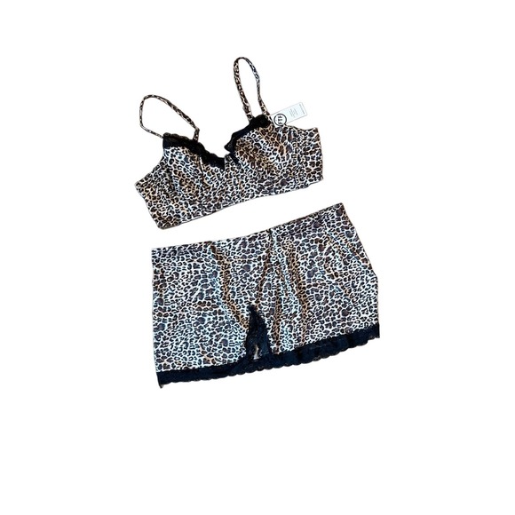 FTF Plus Fashion to Figure Leopard Satin Bra and‎ Skirt Lingerie Set NWT Size 1 - Picture 1 of 4